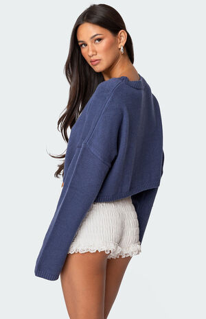 Knit Bow Cropped Sweater image number 4