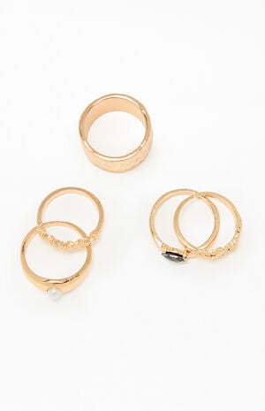 5 Pack Gem & Chunky Textured Rings image number 2