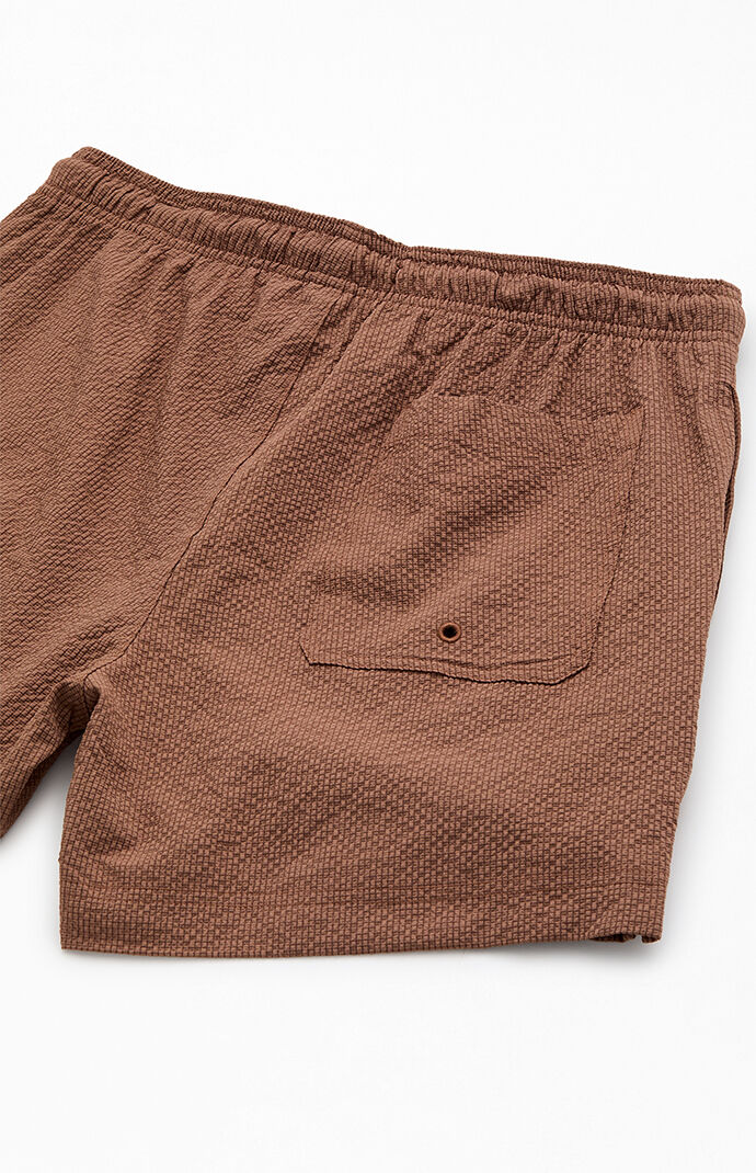 Pacsun Sail Brown Seersucker 4.5'' Swim Trunks | Pacsun
