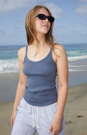 Dark Blue Beyonca Long Tank Top image number 1