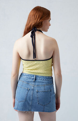 Eco Medium Indigo Mid Rise Carpenter Denim Mini Skirt image number 3