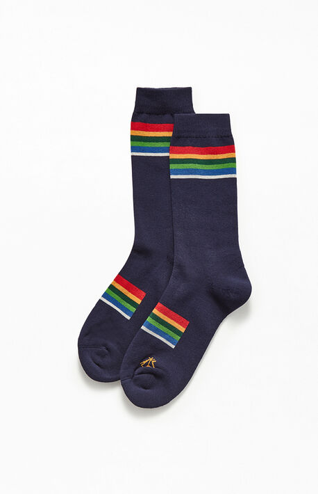 Crater Lake Striped Crew Socks