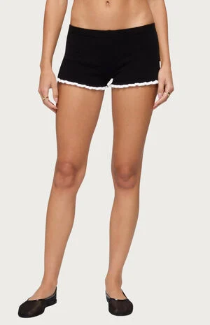 Saffra Contrast Ruffle Knit Shorts image number 1