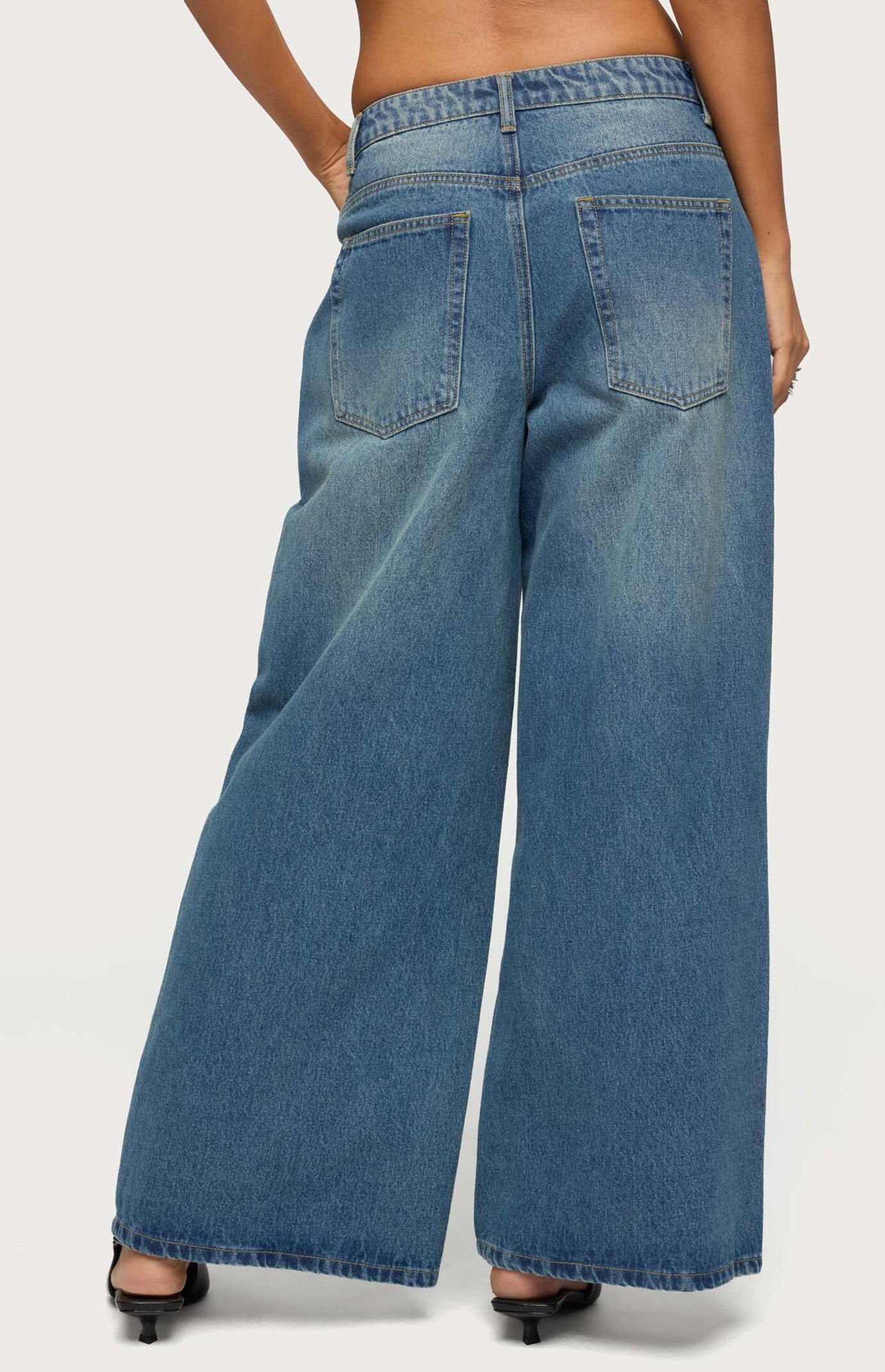 Edikted Skater Girl Washed Low Rise Baggy Jeans