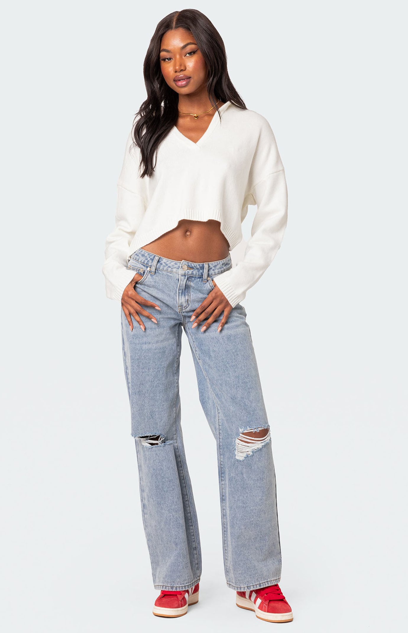 Edikted Marcie Oversized Cropped Sweater | Pacsun