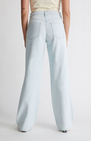 Light Blue Ripped High Waisted Baggy Jeans image number 4
