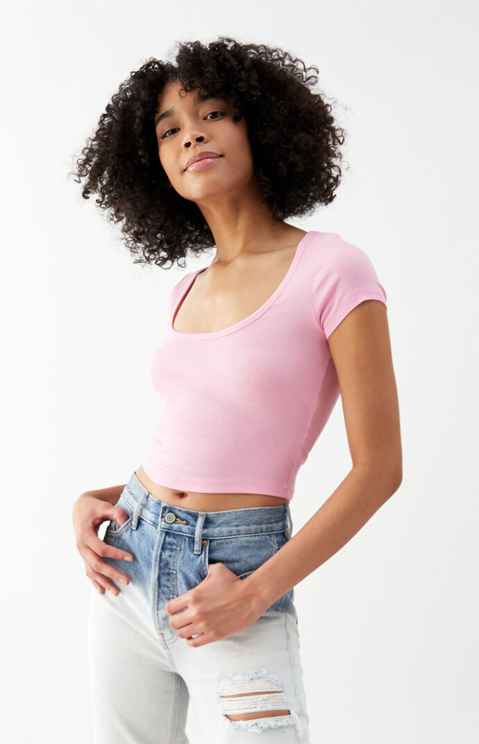 Jade Ribbed Scoop T-Shirt