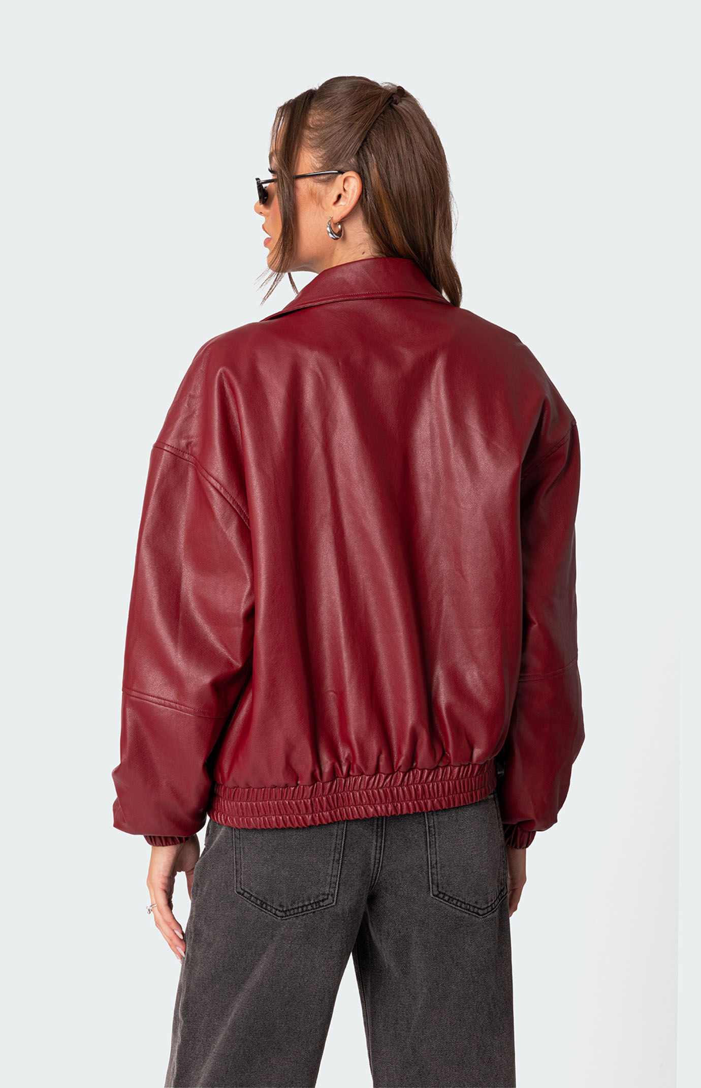 Edikted Halley Faux Leather Bomber Jacket | PacSun