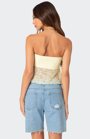 Embroidered Sheer Strapless Top image number 5