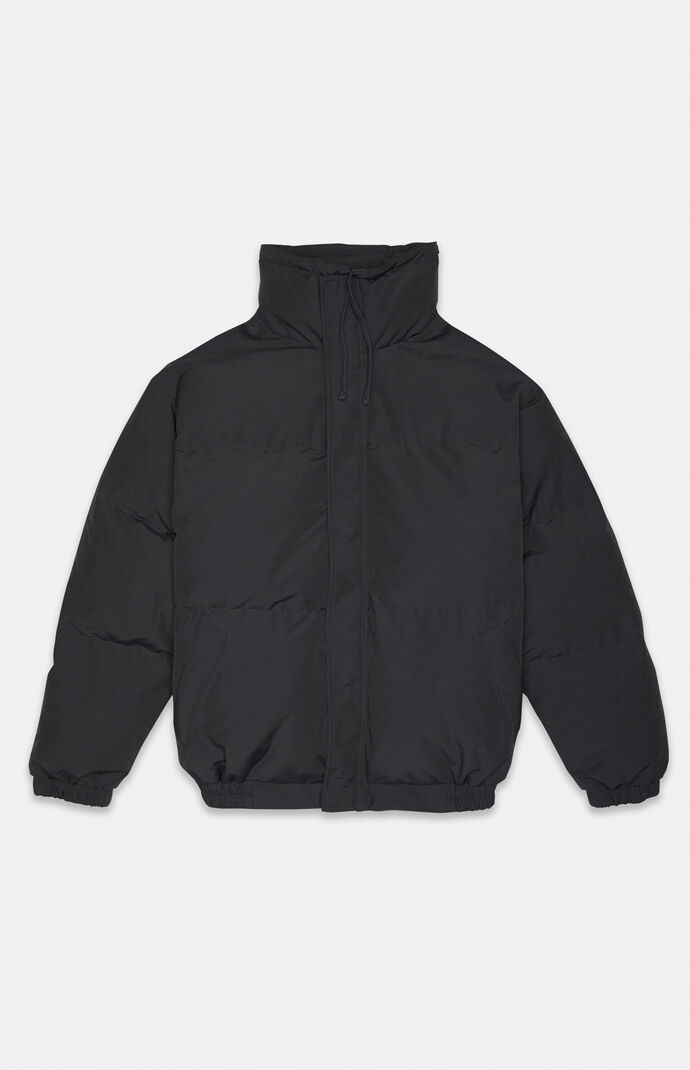 essentials black nylon puffer jacket