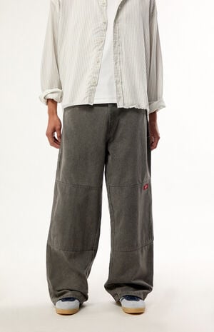 Gray Double Knee Loose Straight Jeans image number 1