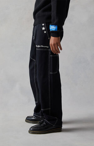 Embroidered Star Double Knee Carpenter Baggy Jeans image number 2
