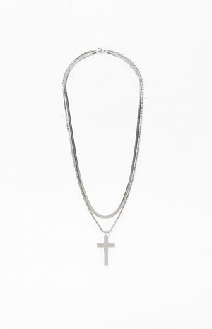 Silver Cross Layered Chain image number 1