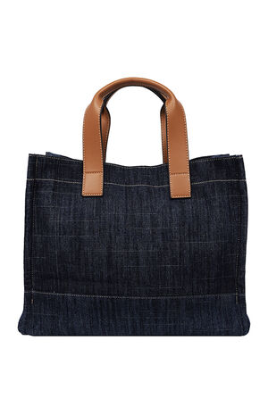 Andy Dark Denim Multi Patch Medium Tote Bag image number 5