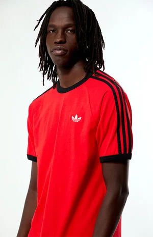Red Three Stripes Ringer T-Shirt image number 2