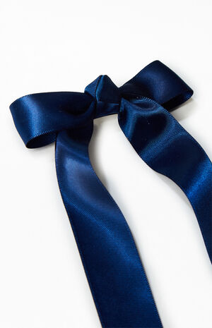 Navy Satin Bow Barrette image number 2
