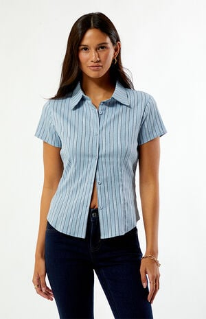Clara Striped Button Up Top image number 2