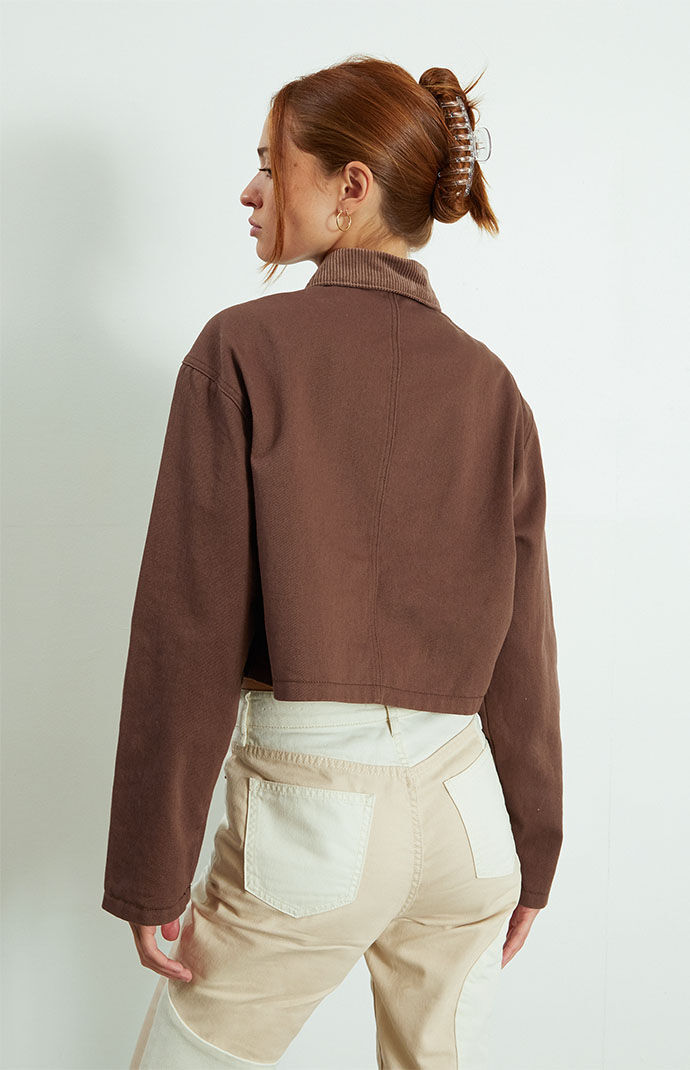 PacSun Brown Cropped Workwear Jacket PacSun