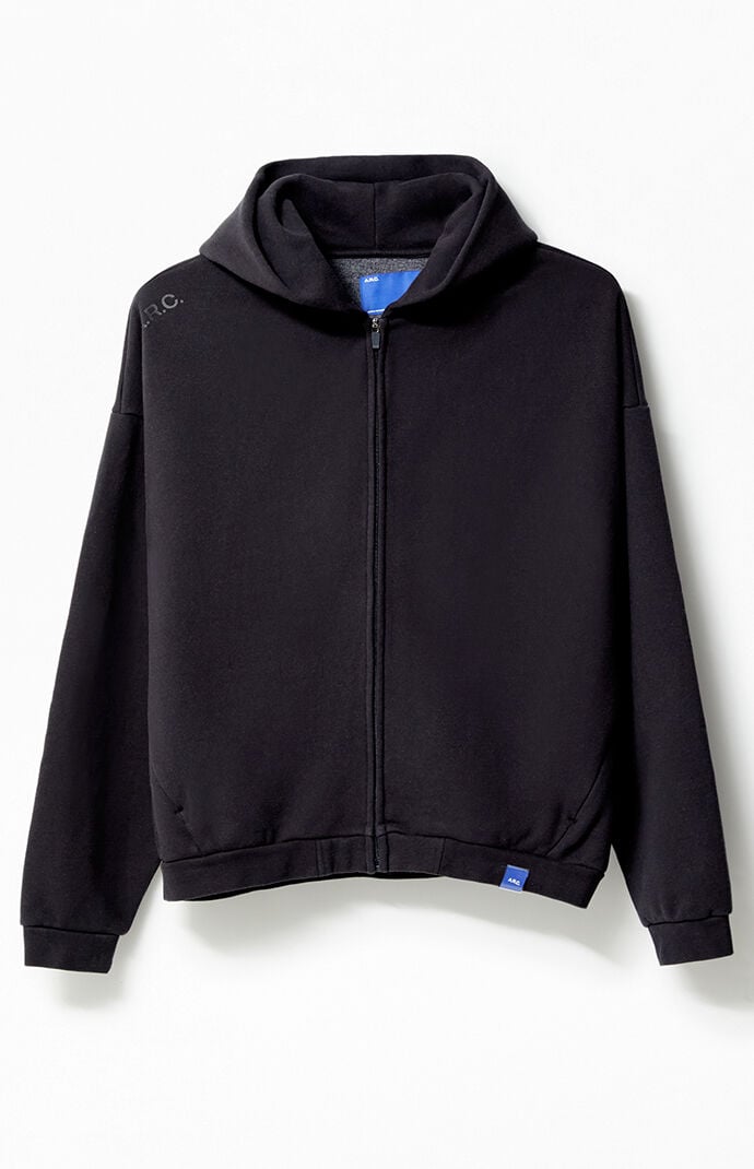 A.R.C. Black Vintage Wash Heavyweight Fleece Zip Up Hoodie | Pacsun