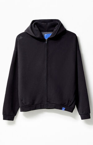 Black Vintage Wash Heavyweight Fleece Zip Up Hoodie image number 1