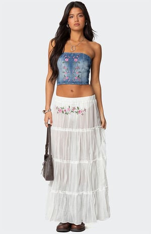 Tai Embroidered Tiered Maxi Skirt image number 1