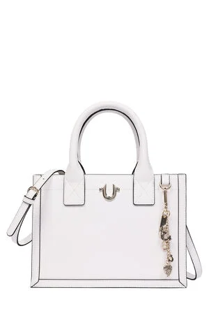 White Modern Edge Charm Tote Bag image number 1