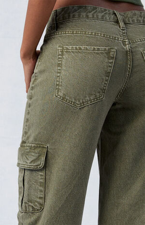 Green Low Rise Extreme Baggy Cargo Pants image number 5