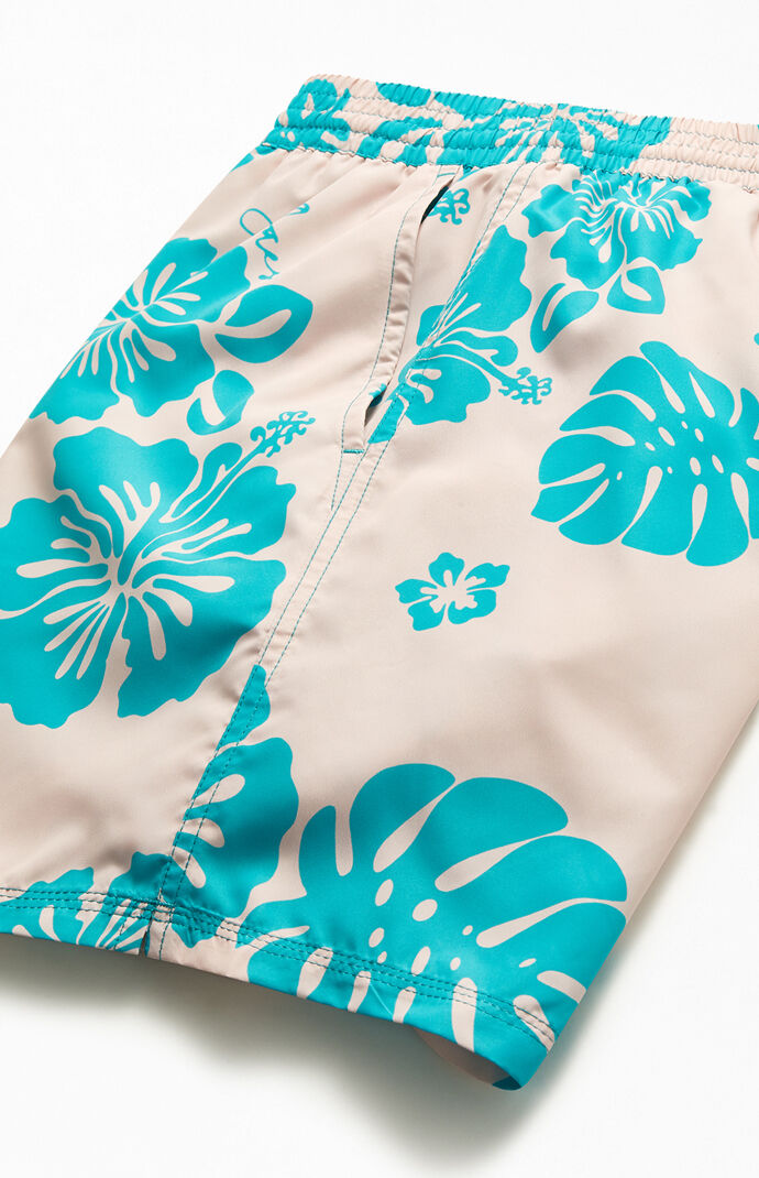 Floral Print 16" Swim Trunks