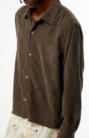 Enzo Brown Corduroy Long Sleeve Shirt image number 2