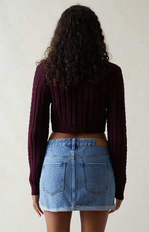 Medium Blue Low Rise Denim Mini Skirt image number 4