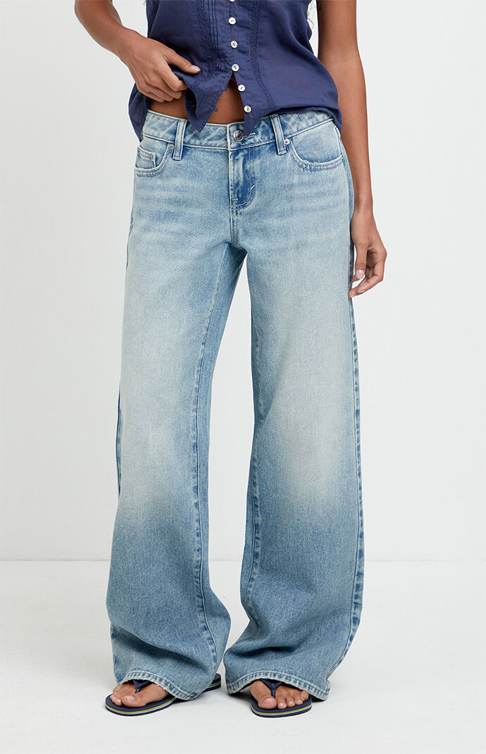 Pacsun Zoe Low Rise Girlfriend Jeans Light Blue