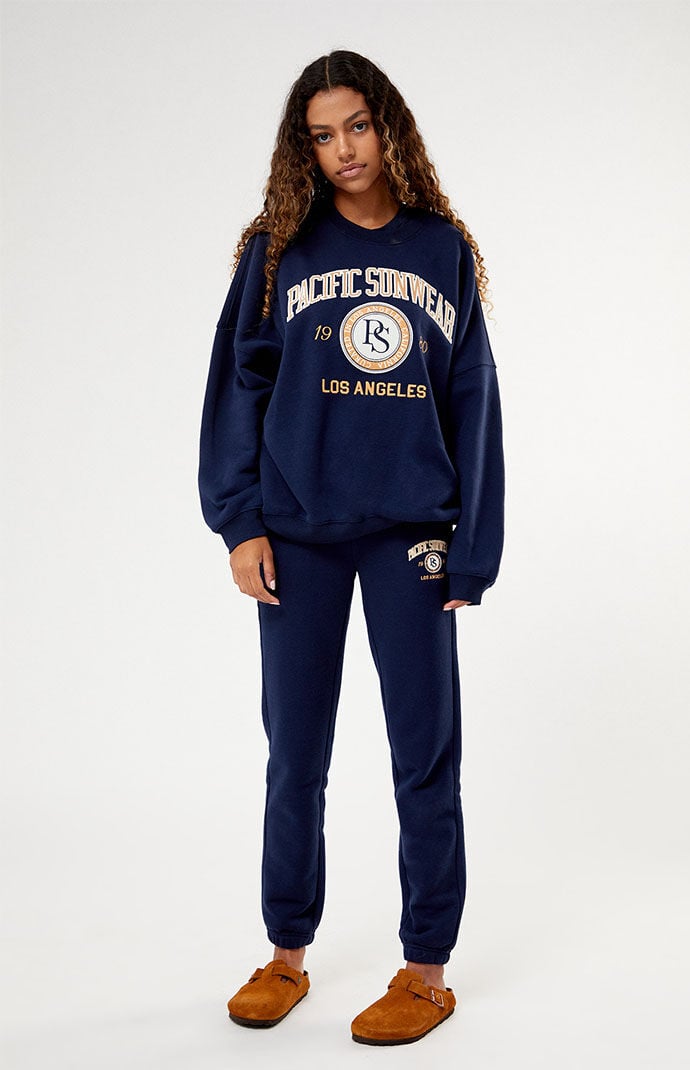 PacSun Womens World Class Pacific Sunwear Crew Neck Sweatshirt - Blue