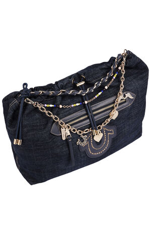 Vintage Chain Dark Denim Hobo Bag image number 5