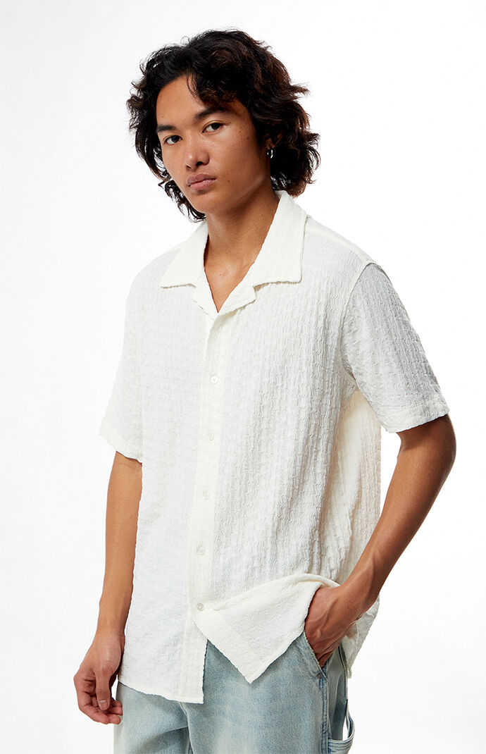 Pacsun Cream Pointelle Camp Shirt