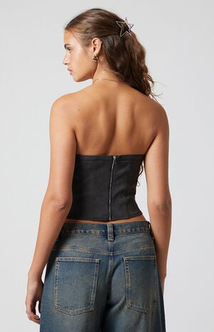 Skye Faux Leather Studded Strapless Tube Top image number 5