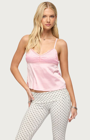 Blanca Satin Effect Lace Trim Tank Top image number 1