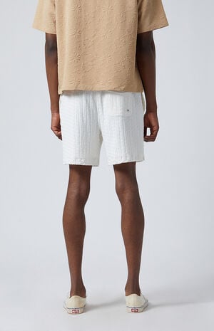 Cream Pointelle Textured Shorts image number 6