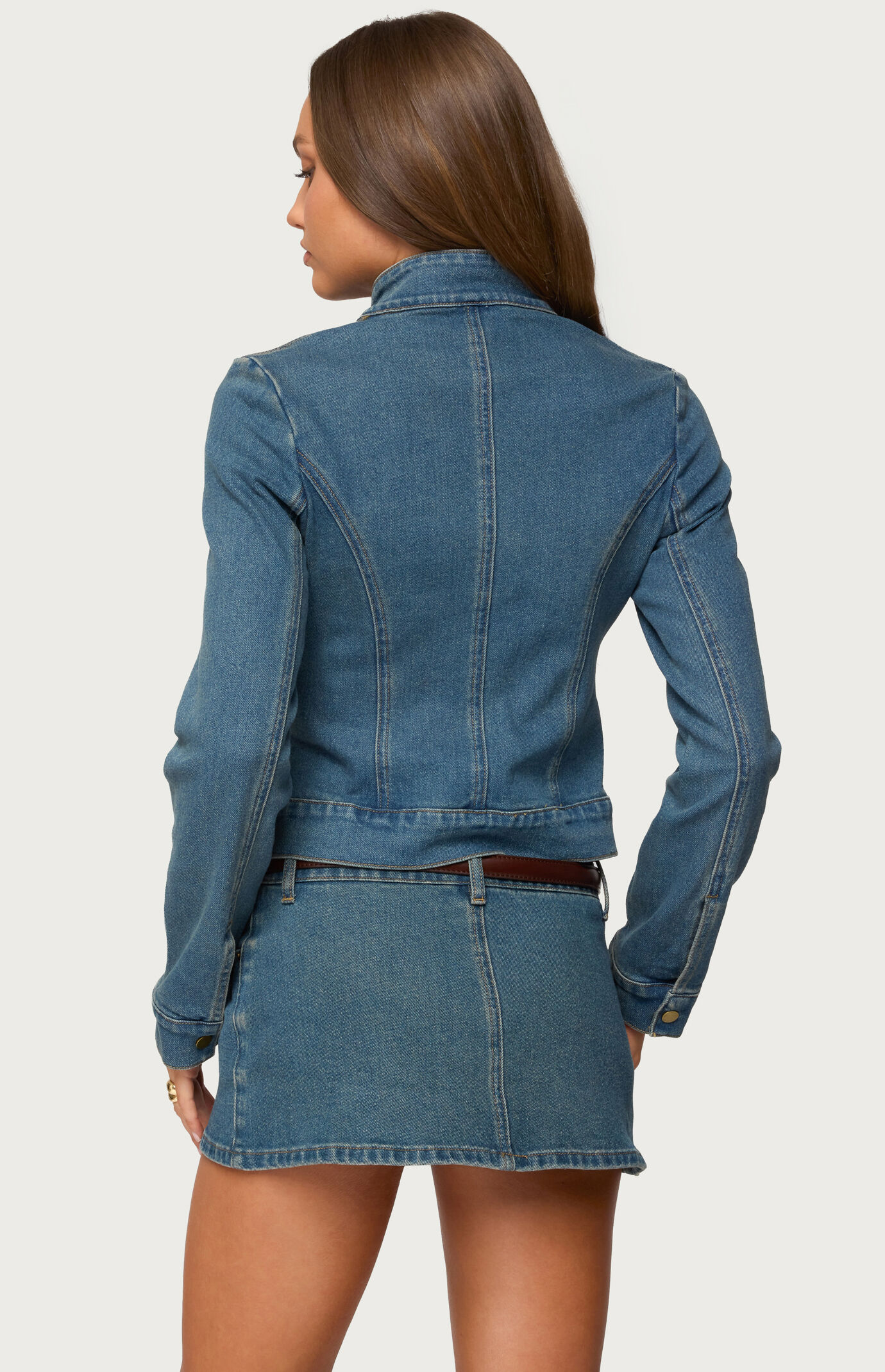 Edikted Josiee Stretchy Denim Moto Jacket