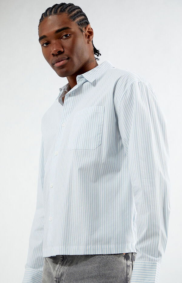 Pacsun Blue Drew Striped Long Sleeve Button Down Shirt