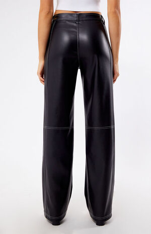 Faux Leather Low Rise Straight Leg Pants image number 4