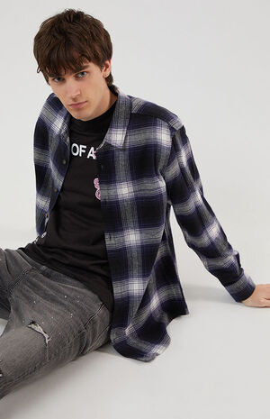 Navy Luke Plaid Flannel Shirt image number 1