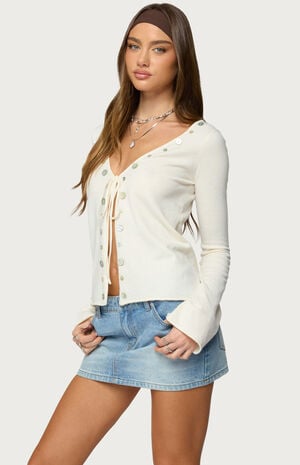 Jesy Iridescent Split Front Knit Cardigan image number 2