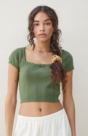 Zinnia Pointelle Lace Sweater T-Shirt image number 3