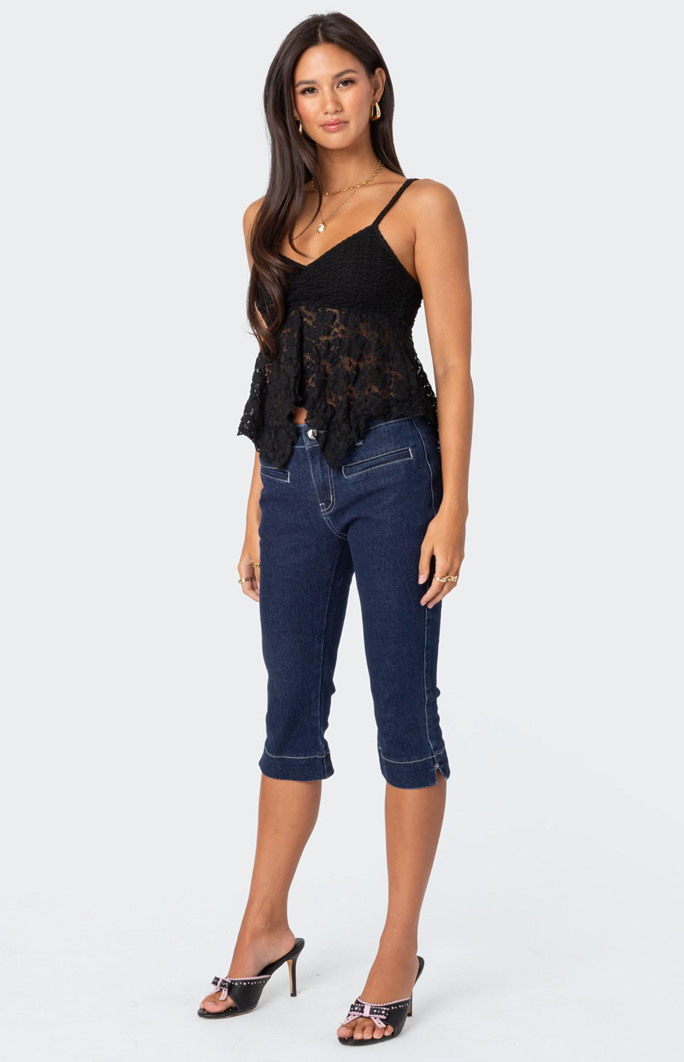 Edikted Orchid Sheer Lace Top | Pacsun