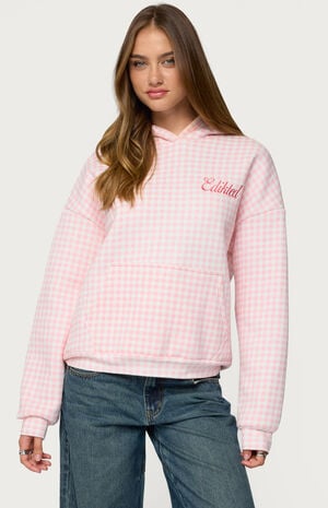 Edikted Gingham Oversized Hoodie image number 1