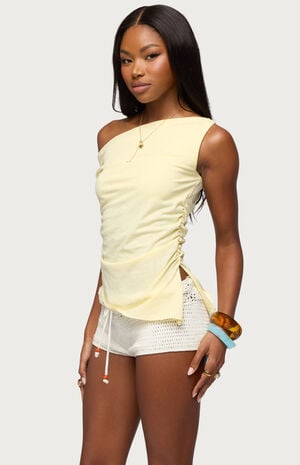 Ruched Asymmetric Off The Shoulder Top image number 2