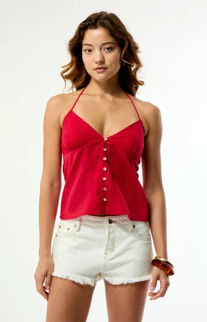 Sadie Button Front Halter Top image number 2