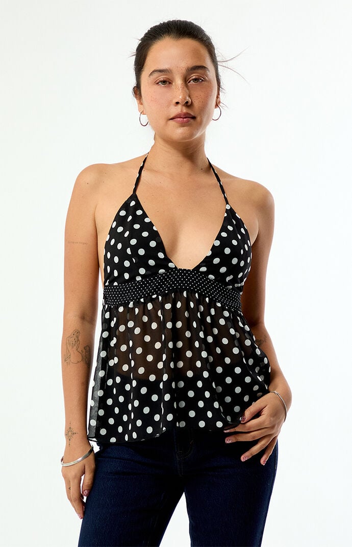Beverly and Beck Arden Polka Dot Chiffon Babydoll Top