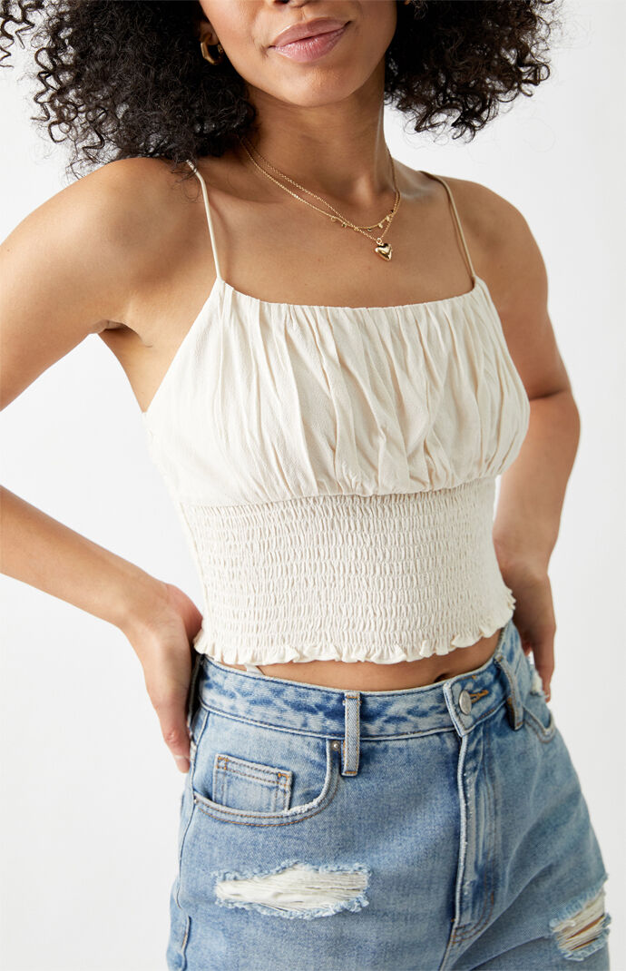 smocked bodice top