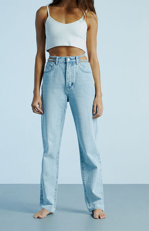 Light Blue Sparkle Dad Jeans image number 3